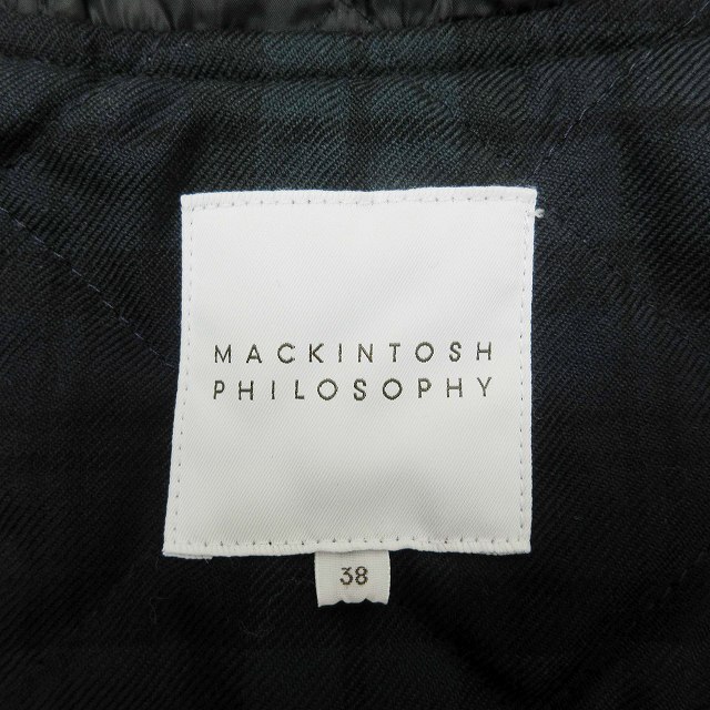 美品 マッキントッシュフィロソフィー MACKINTOSH PHILOSOPHY ブラックウォッチ チェック柄 キルティング ダッフル コート ミドル丈_画像7