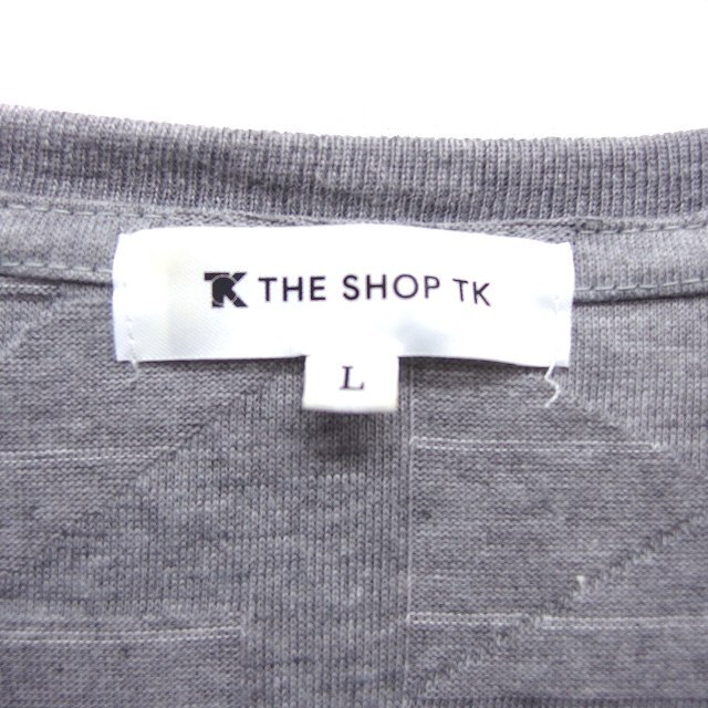  The shop tea ke-THE SHOP TK cut and sewn T-shirt V neck rib Jaguar do geometrical pattern short sleeves L gray /NT28 men's 