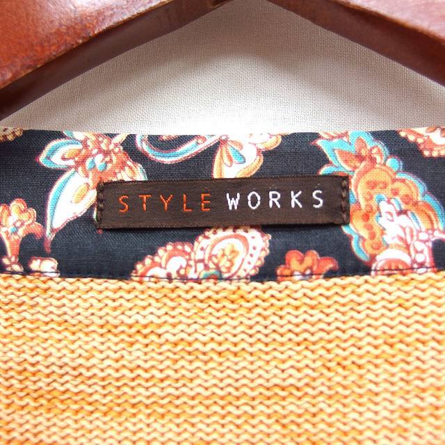 スタイルワークス STYLE WORKS 異素材切替 ベスト ジレ リネン 麻 コットンニット オレンジ /FT41 メンズ_画像3