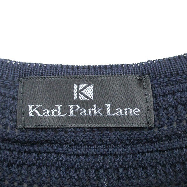 カールパークレーン KarL Park Lane ニット セーター 半袖 Vネック コットン M ネイビー 紺 /KT14 レディース_画像3