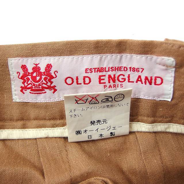 オールドイングランド OLD ENGLAND テーパード パンツ ロング 無地 リネン 麻 38 ベージュ /FT23 レディース_画像3