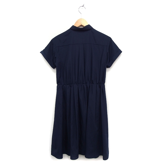  Reflect Reflect tuck flair One-piece short sleeves long height plain simple 9 navy navy blue /FT43 lady's 