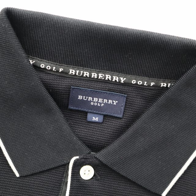 バーバリーゴルフ BURBERRY GOLF ワンポイント 騎士 ロゴ刺繍 ポロシャツ ゴルフウェア M ブラックの画像3