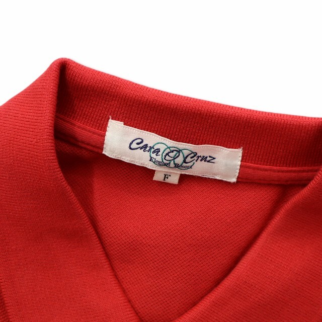  Cara ok rusCARA O CRUZ regular color short sleeves one Point Logo embroidery polo-shirt FREE red 