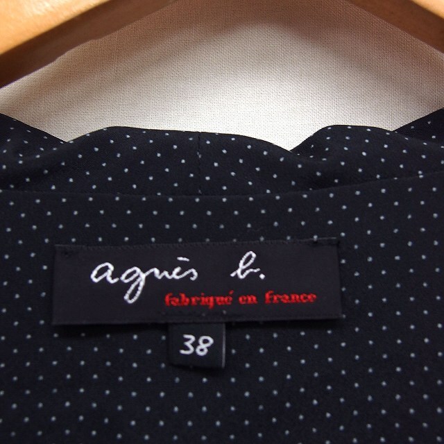  Agnes B agnes b. dot pattern pe plum blouse cap sleeve ribbon 38 black black /FT43 lady's 