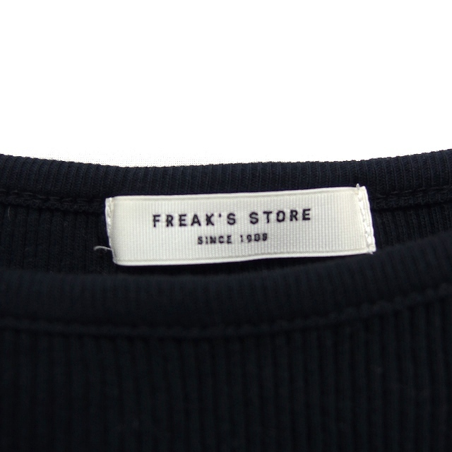 フリークスストア FREAKS STORE リブ カットソー Tシャツ 半袖 ボートネック 無地 コットン 綿 F ブラック 黒 /FT3 レディース_画像3