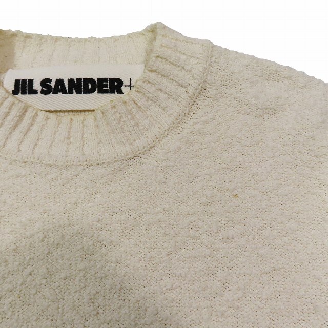 20SS ジルサンダープラス JIL SANDER+ ツイードコットン ハイネック ニット セーター プルオーバー トップス オフホワイト サイズS_画像2