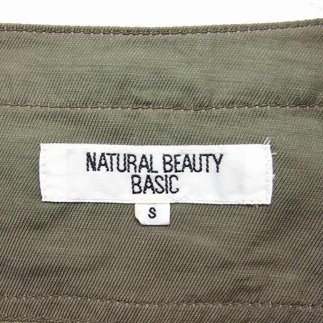 ナチュラルビューティーベーシック NATURAL BEAUTY BASIC ミリタリー ノーカラー ジャケット アウター 無地 S カーキ /FT24 レディース_画像3