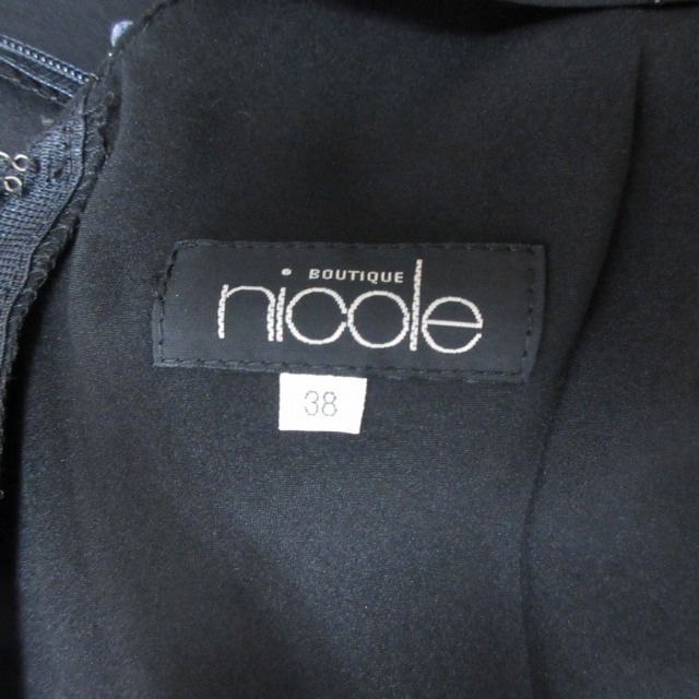 ブティックニコル boutique NICOLE ワンピース ノースリーブ 膝丈 スパンコール 刺? ブラック Mサイズ 0420 レディース_画像3