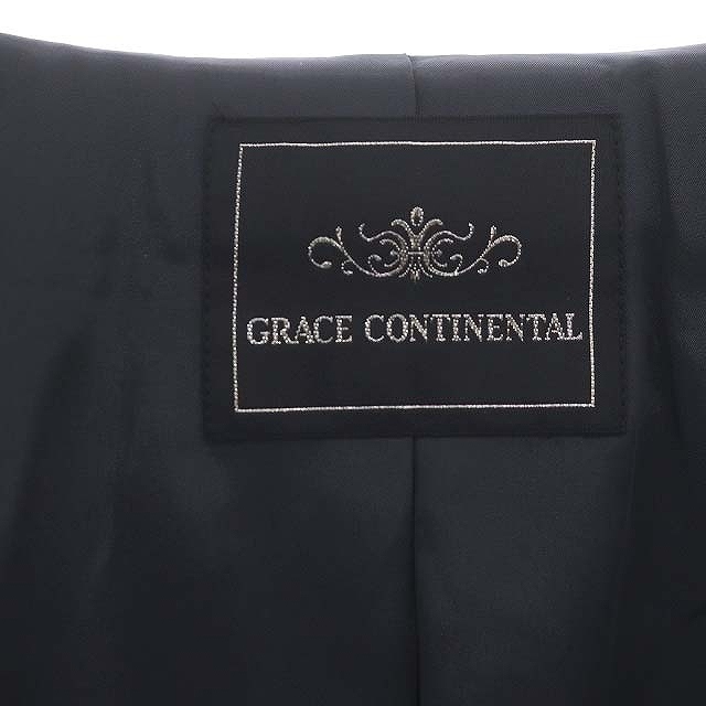 グレースコンチネンタル GRACE CONTINENTAL ダブル テーラードジャケット 総裏地 36 グレー 黒 ブラック 12401207 /ES レディース_画像3