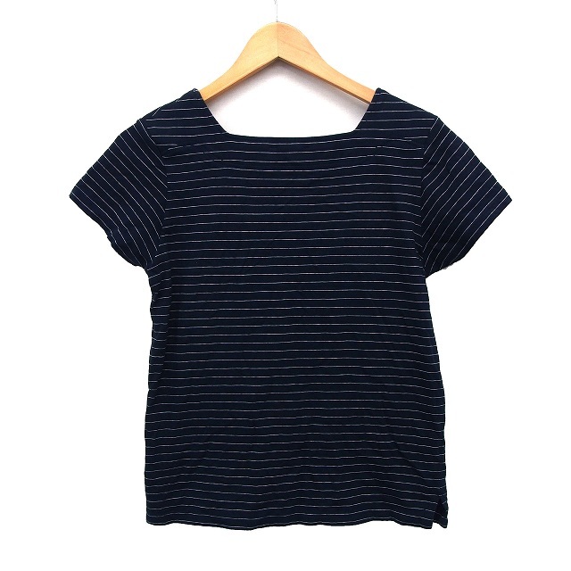 A.P.C. A.P.C. T-shirt cut and sewn border pattern eyelet short sleeves square neck cotton cotton S navy navy blue /HT7 lady's 