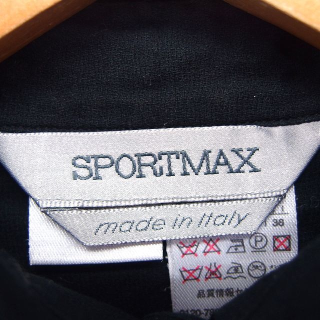 スポーツマックスコード マックスマーラ SPORTMAX CODE シャツ ブラウス 透け感 無地 シンプル タック 半袖 綿 36 黒 /HT13 レディースの画像3