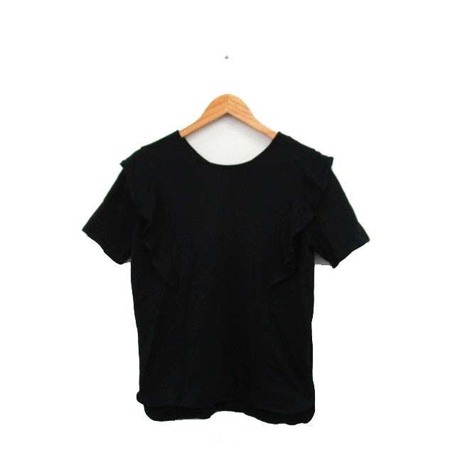 ビス ViS カットソー Tシャツ 半袖 フリル コットン シンプル F ブラック 黒 /KT33 レディース_画像1