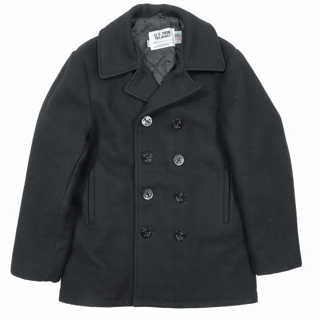 ショット SCHOTT 肉厚 メルトンウール Pコート アウター 740N PEA JACKET 黒 ブラック サイズ40 メンズ ▲C4_画像1