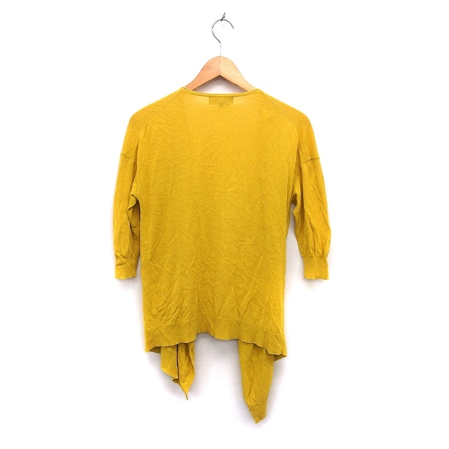  Untitled UNTITLED cardigan knitted open rib cotton cotton high gauge 7 minute sleeve 2 yellow yellow /NT6 lady's 