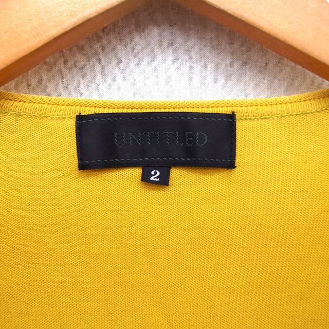  Untitled UNTITLED cardigan knitted open rib cotton cotton high gauge 7 minute sleeve 2 yellow yellow /NT6 lady's 