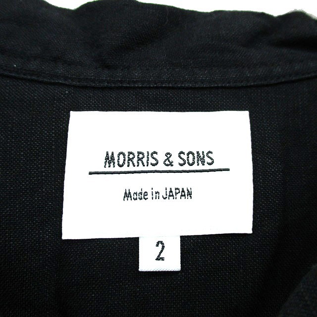 モリスアンドサンズ Morris & Sons シャツ ブラウス 半袖 オーバーサイズ リネン シンプル 2 ブラック 黒 /KT12 レディース_画像3