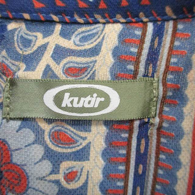 クティール kutir シャツ ブラウス 半袖 胸ポケット オーバーサイズ 花柄 ブルー 青 /KT18 レディース_画像3