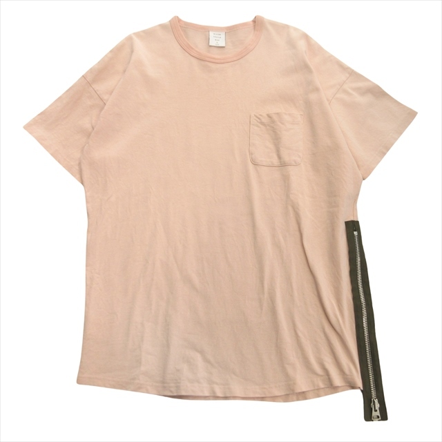 ミスタージェントルマン MR.GENTLEMAN ジップデザイン Tシャツ カットソー 無地 L ピンク メンズ_画像1