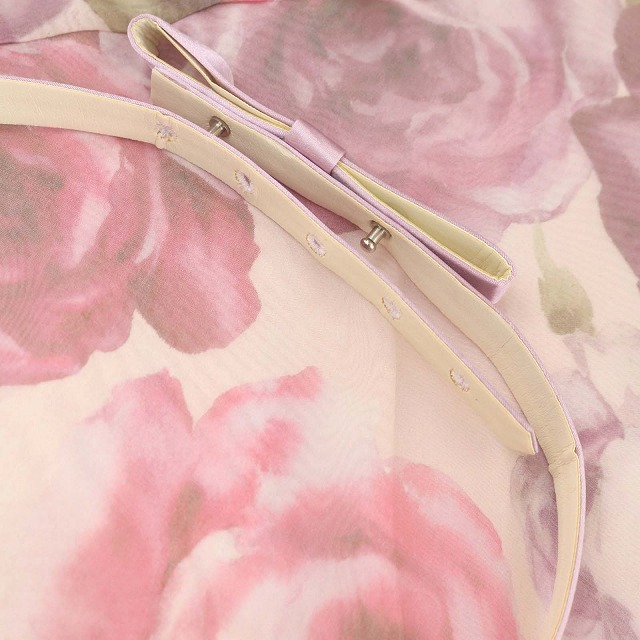 エムズグレイシー M'S GRACY 花柄 ノースリーブ ワンピース 膝丈 ベルト付き 38 ピンク /MI ■OS レディース_画像8
