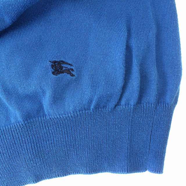  Burberry London BURBERRY LONDON half Zip knitted cut and sewn cotton long sleeve L blue blue 