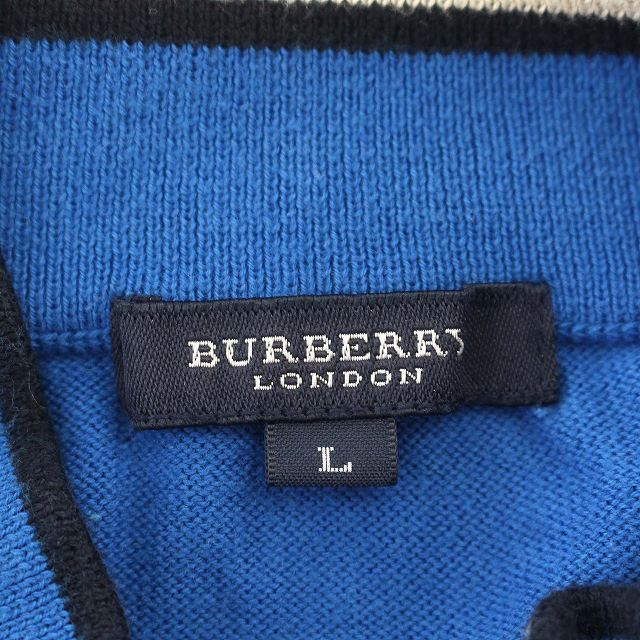  Burberry London BURBERRY LONDON half Zip knitted cut and sewn cotton long sleeve L blue blue 
