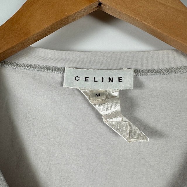  Celine CELINE T-shirt Trio mf Logo tops short sleeves light gray M lady's 