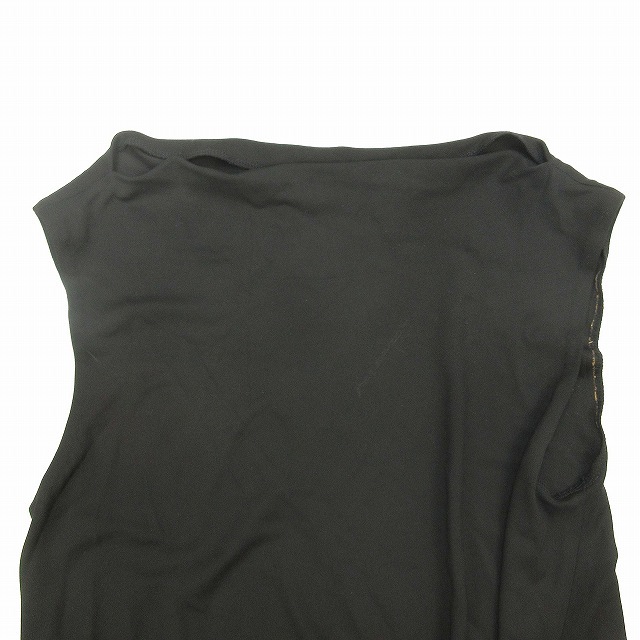 美品 ダナキャラン DONNA KARAN ジャージー ギャザー ロング ドレス ワンピース ノースリーブ ストレッチ サイズS 黒 ブラック BLM4の画像4