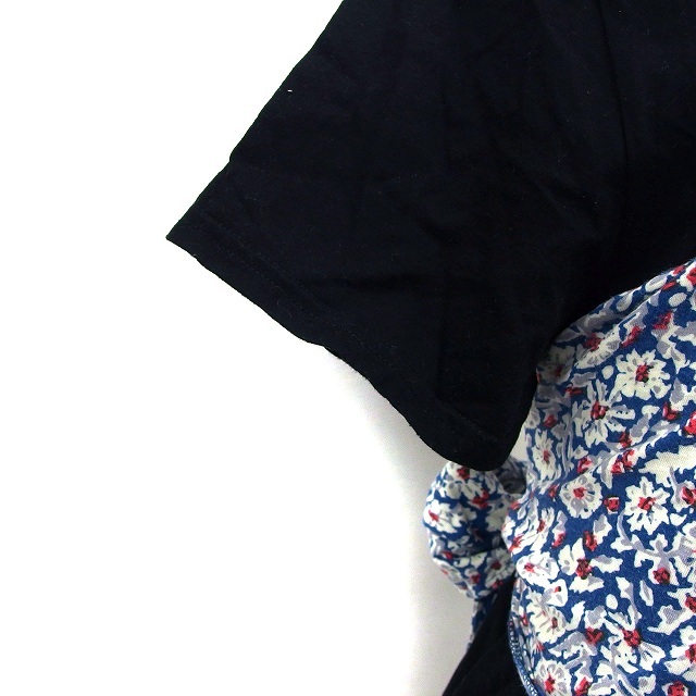 スライ SLY カットソー Tシャツ ラウンドネック リボン ビスチェ風 花柄 フェイクレイヤード 半袖 2 黒 ブラック /NT1 レディース_画像7