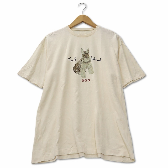 カールヘルム Karl Helmut クルーネック コットン プリント Tシャツ ライトベージュ レディース_画像1