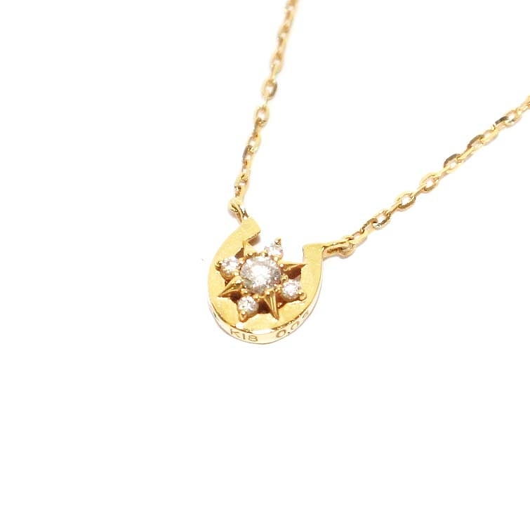 VENDOME AOYAMA ヴァンドーム青山 ダイヤモンド フェールシュバル ネックレス ペンダント K18 0.03ct イエローゴールド /KH レディース_画像1