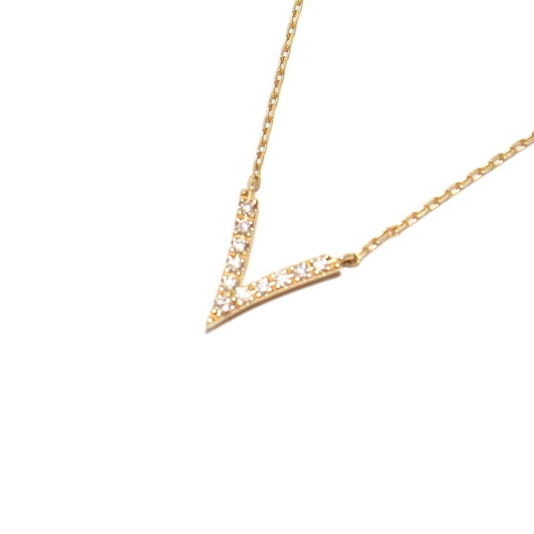  Star Jewelry STAR JEWELRY WISHBONE V NECKLACE necklace pendant diamond 0.03ct K18 yellow gold 