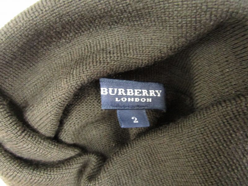  Burberry London BURBERRY LONDON tea short sleeves knitted ta-toru neck one Point tea color 2 approximately M size corresponding #BY14 lady's 