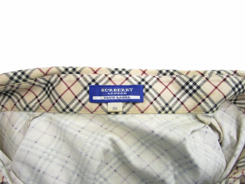 バーバリーブルーレーベル BURBERRY BLUE LABEL 美品 ノバチェック ポロシャツ カットソー バーバリーチェック ベージュ 38 M ■GY14の画像6