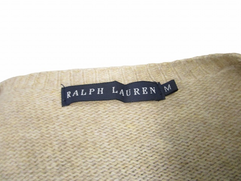  Ralph Lauren RALPH LAUREN кашемир . длинный рукав вязаный кардиган бежевый M #GY14 женский 
