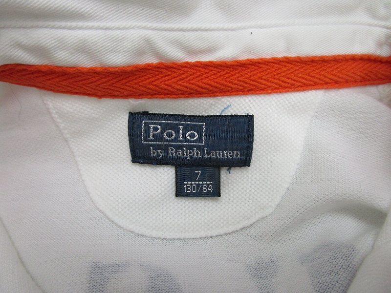 ポロ バイ ラルフローレン Polo by Ralph Lauren ポロシャツ 半袖 刺繍 白 ホワイト 130 ■GY14 キッズ_画像6