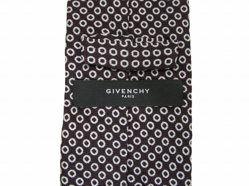 ジバンシィ GIVENCHY 美品 ドット レギュラータイ ネクタイ 総柄 シルク 水玉 ビジネス カジュアル 茶×白 ホワイト×ブラウン ■GY14_画像3