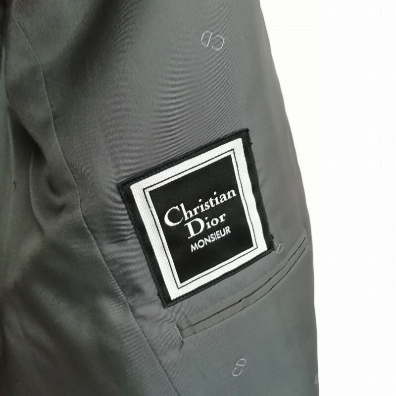 クリスチャンディオール Christian Dior ムッシュ シングル 2B ジャケット テーラード ブレザー ヘリンボーン チェック A6 ネイビー メンズ_画像6