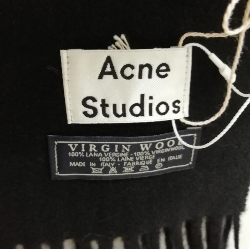 未使用品 アクネ ストゥディオズ Acne Studios ウール 大判 ストール フリンジ マフラー ブラック メンズ レディース_画像4