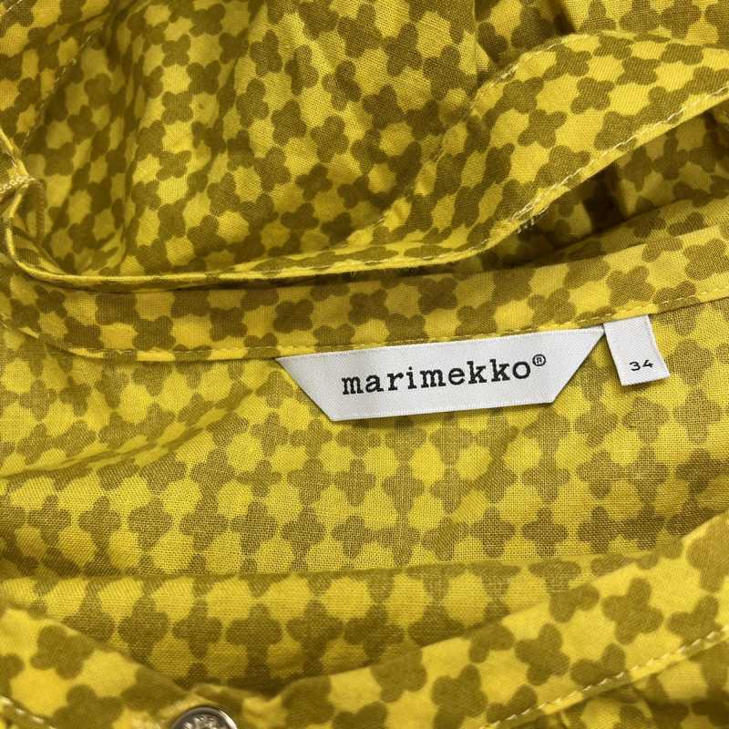 マリメッコ marimekko 美品 ワンピース ドレス 総柄 ベルト付き 半袖 黄 イエロー 34 約XSサイズ 0326 ■GY31 レディース_画像7