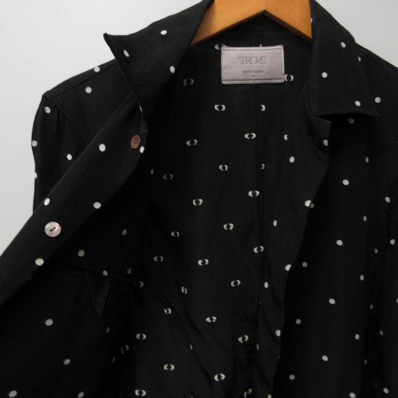 トローヴ TROVE シャツ ジャケット 長袖 ドット柄 内ポケット ブラック 黒 40 約Mサイズ 0324 メンズの画像3