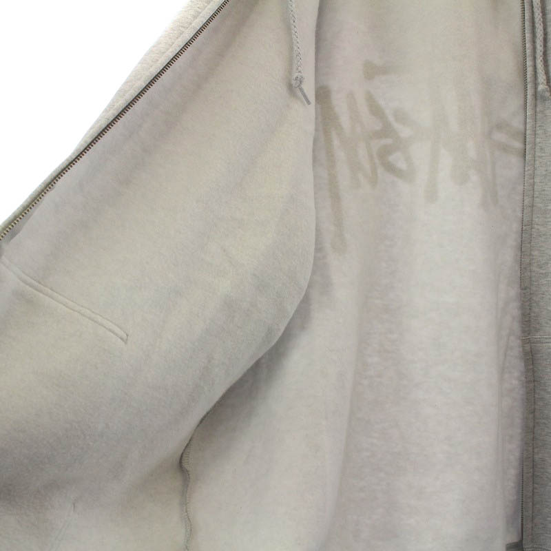 ステューシー STUSSY ジャケット パーカー ジップアップ ロゴプリント 裏生地 長袖 XL グレー /YI3 メンズの画像3