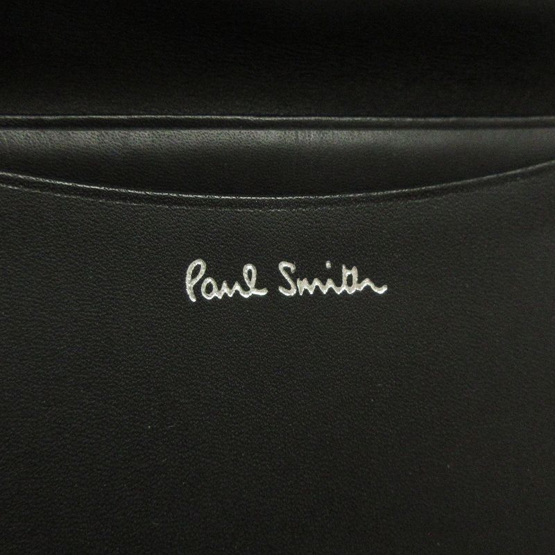 ポールスミス PAUL SMITH 美品 名刺入れ カードケース 二つ折り ダブルステッチ レザー 黒 ブラック ■SM1 ☆AA★ メンズ_画像8