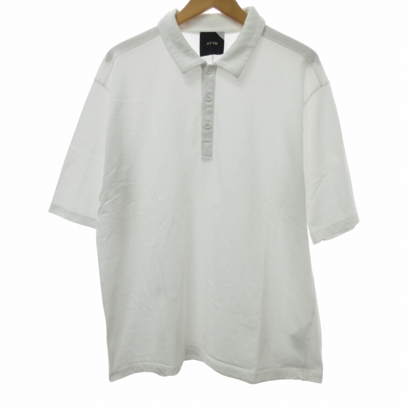 エイトン ATON 近年モデル ポロシャツ カットソー 半袖 日本製 KK AG IM 5042 ホワイト 白 04 約Mサイズ 0329 メンズ_画像1