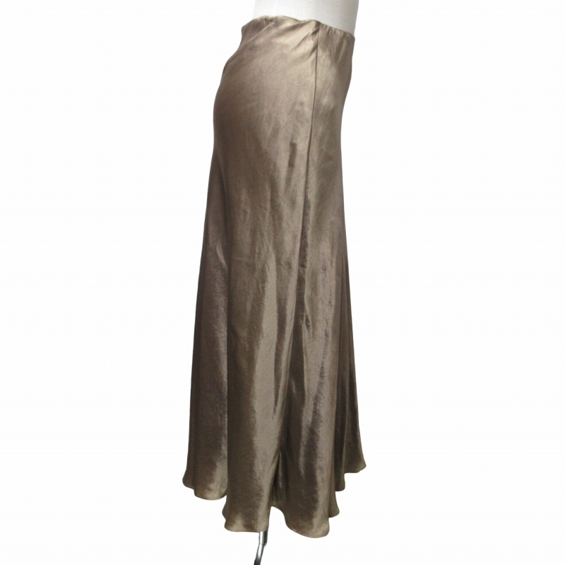  Ined INED длинная юбка flair легкий резина талия хаки серия оттенок бежевого 17 примерно XL размер 0326 #GY31 женский 