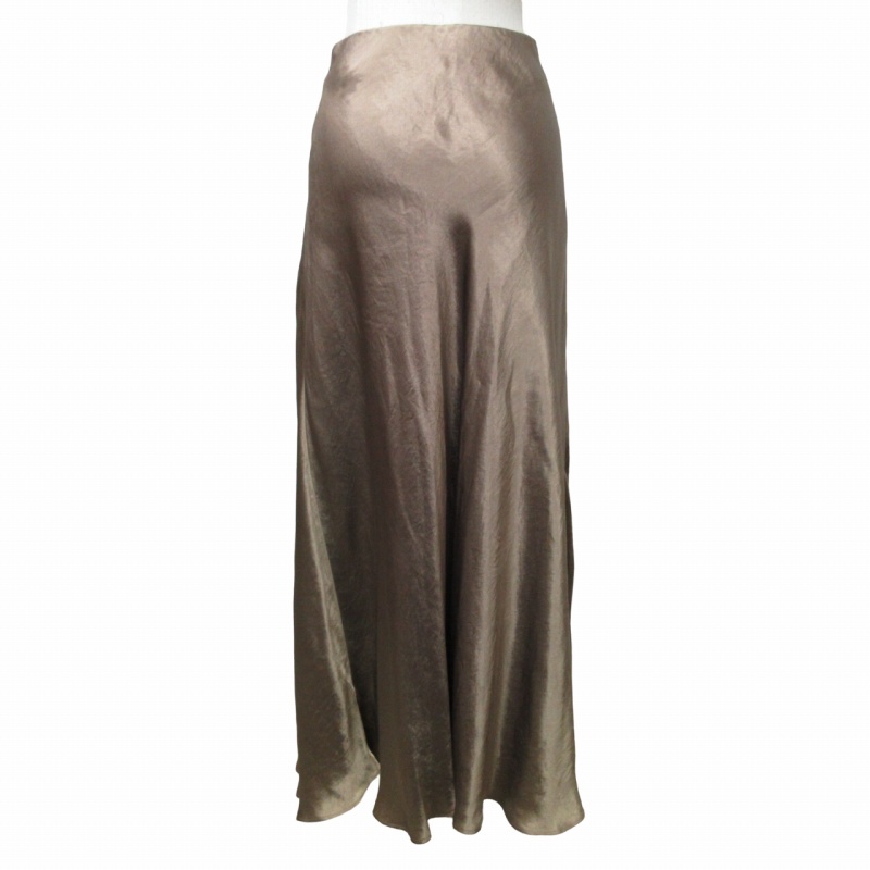  Ined INED длинная юбка flair легкий резина талия хаки серия оттенок бежевого 17 примерно XL размер 0326 #GY31 женский 