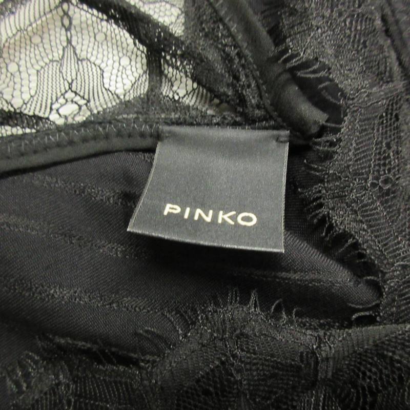 ピンコ PINKO アンサンブル ブラウス カットソー レース チュール ノースリーブ インナー付 黒 ブラック 36 38 約XS-S 0311 レディース_画像9