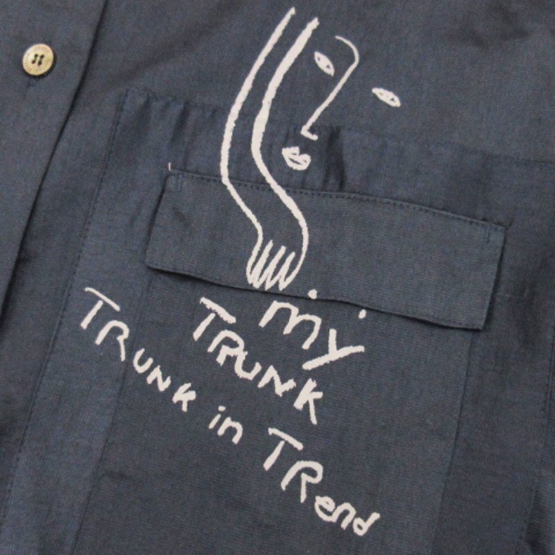 トランク TRUNK ヒロココシノ シアー ブラウス シャツ チュニック 長袖 ネイビー 38 ■ECS レディースの画像5