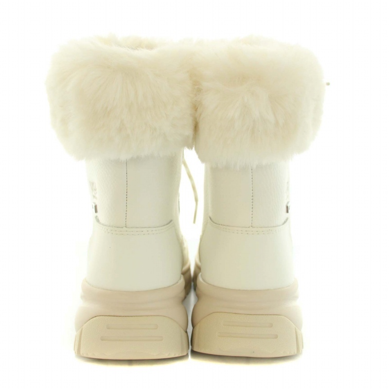 アグ オーストラリア UGG australia ヨセ フラッフ Yose Fluff ショートブーツ レザー レースアップ USA6 23.0cm 白 ベージュ レディース_画像5