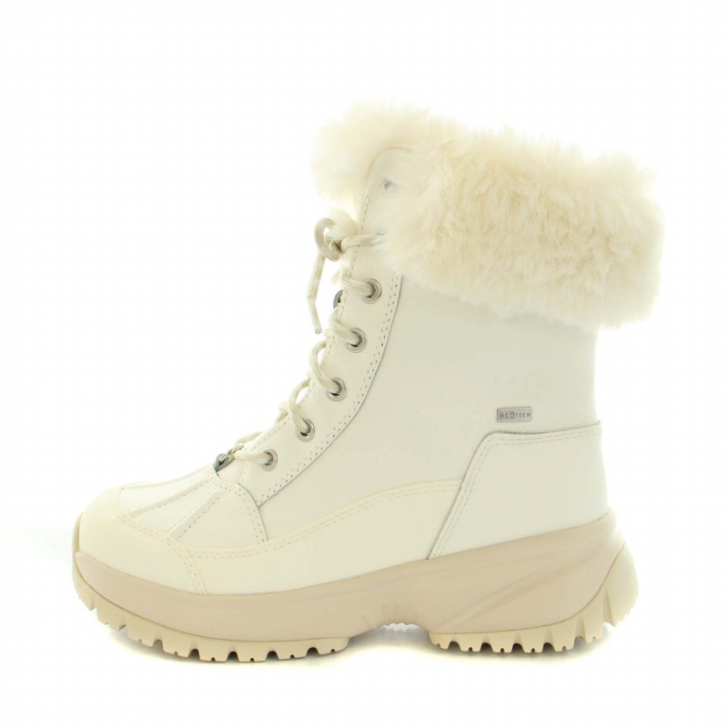 アグ オーストラリア UGG australia ヨセ フラッフ Yose Fluff ショートブーツ レザー レースアップ USA6 23.0cm 白 ベージュ レディース_画像2